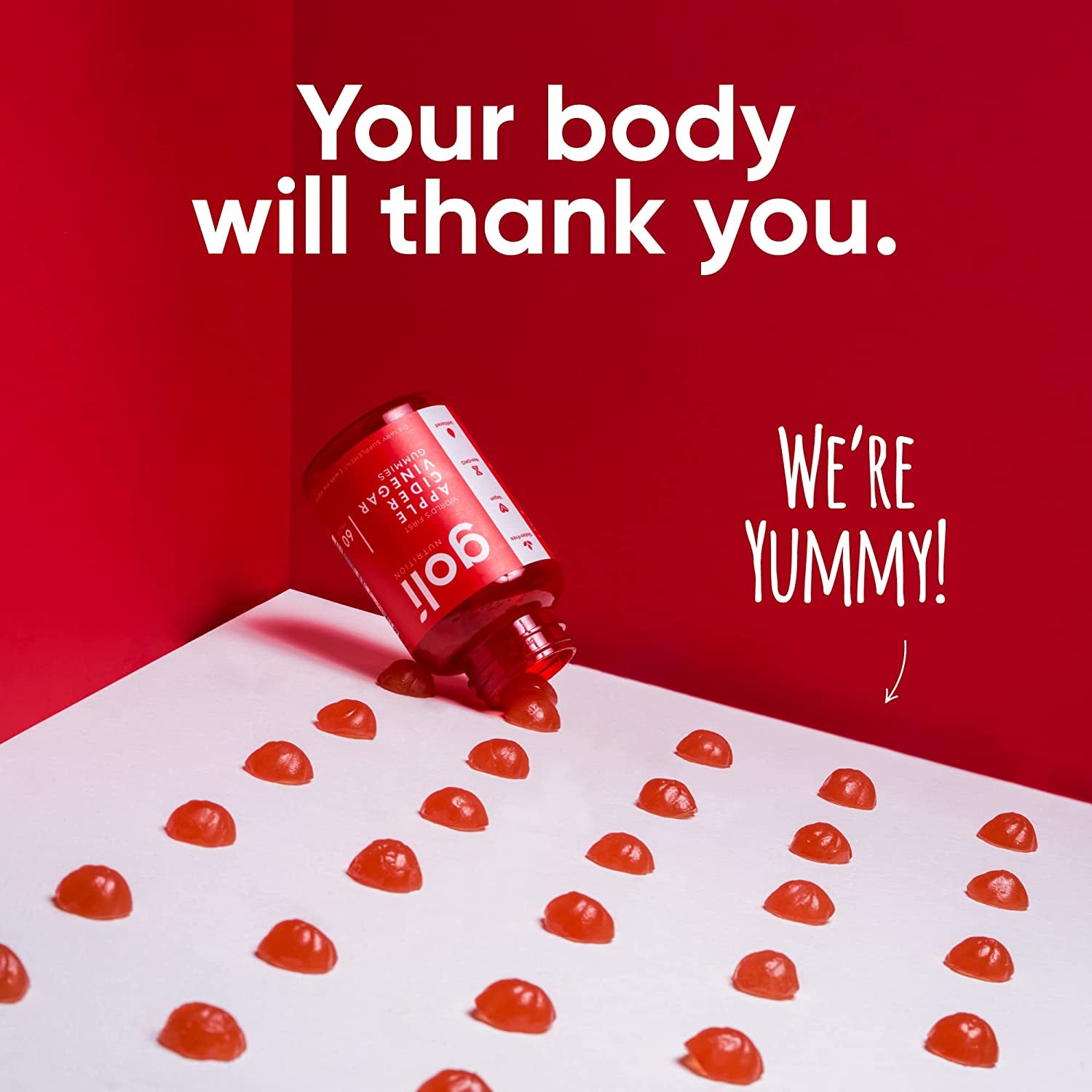 Revitalize Your Health with Delicious Vegan Apple Cider Vinegar Gummies Infused with Vitamin B12 - 60 Count of Gelatin-Free, Gluten-Free & Non-GMO Goodness