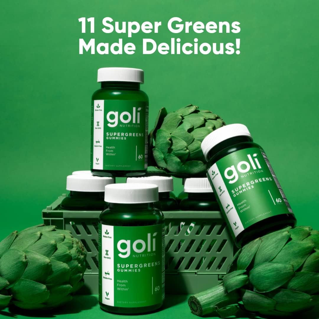 Supergreen Vitamin Gummy - 60 Vegan Gummies Packed with Essential Vitamins & Minerals - Gluten-Free & Gelatin-Free for Optimal Health