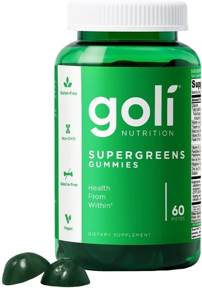 Supergreen Vitamin Gummy - 60 Vegan Gummies Packed with Essential Vitamins & Minerals - Gluten-Free & Gelatin-Free for Optimal Health