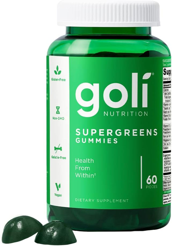 Supergreen Vitamin Gummy - 60 Vegan Gummies Packed with Essential Vitamins & Minerals - Gluten-Free & Gelatin-Free for Optimal Health