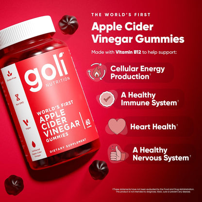 Revitalize Your Health with Delicious Vegan Apple Cider Vinegar Gummies Infused with Vitamin B12 - 60 Count of Gelatin-Free, Gluten-Free & Non-GMO Goodness